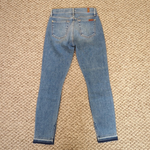 7 for all mankind The Ankle Skinny Split Raw Hem Jeans 25W - Picture 5 of 11